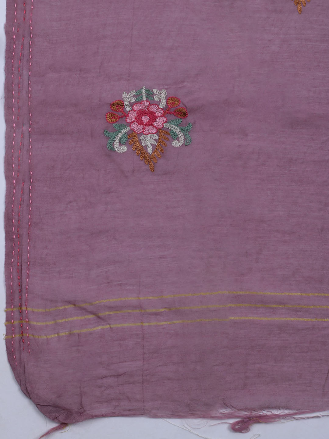 Neck Embroidered Chanderi Unstitched Suit With Dupatta