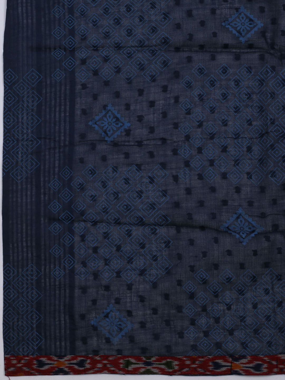 Patch Neck Cotton Blend Unstitched Suit With Dupatta