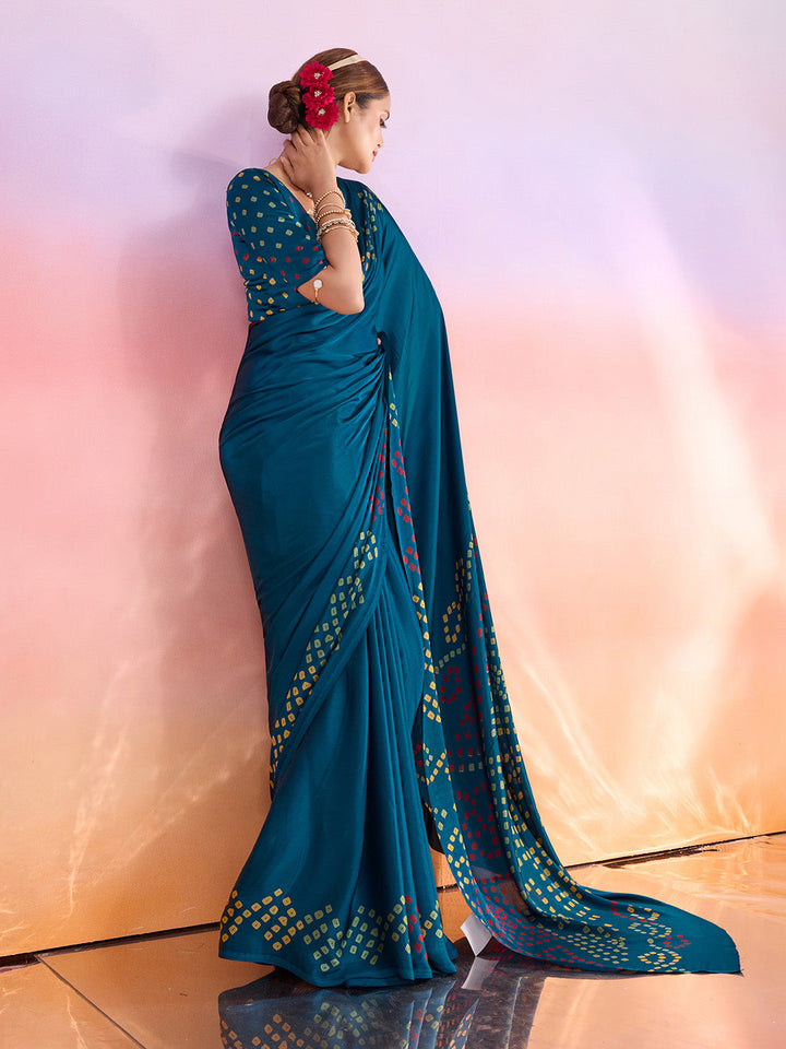 Printed Satin Saree