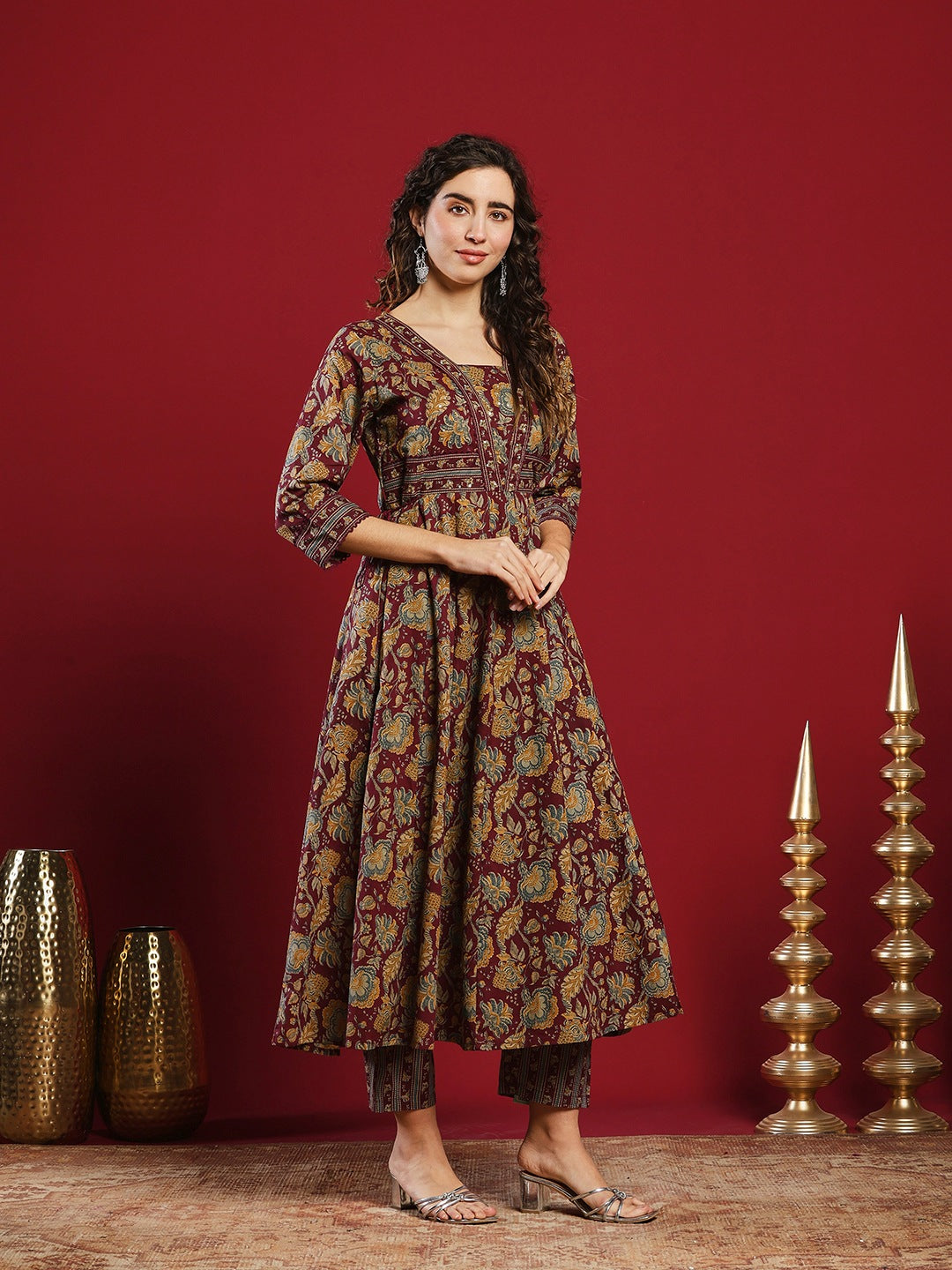 Printed Cotton Kurta With Pant &amp; Dupatta