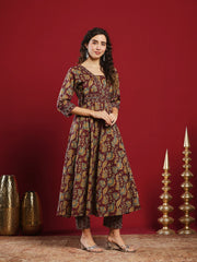Printed Cotton Kurta With Pant & Dupatta