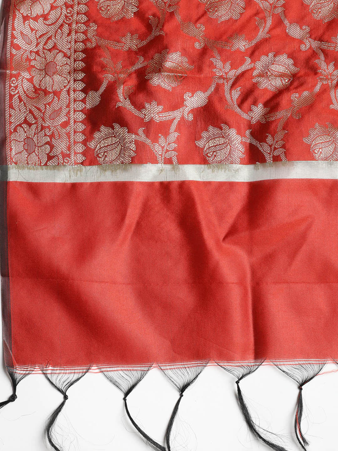 Woven Banarasi Chanderi Unstitched Suit With Dupatta