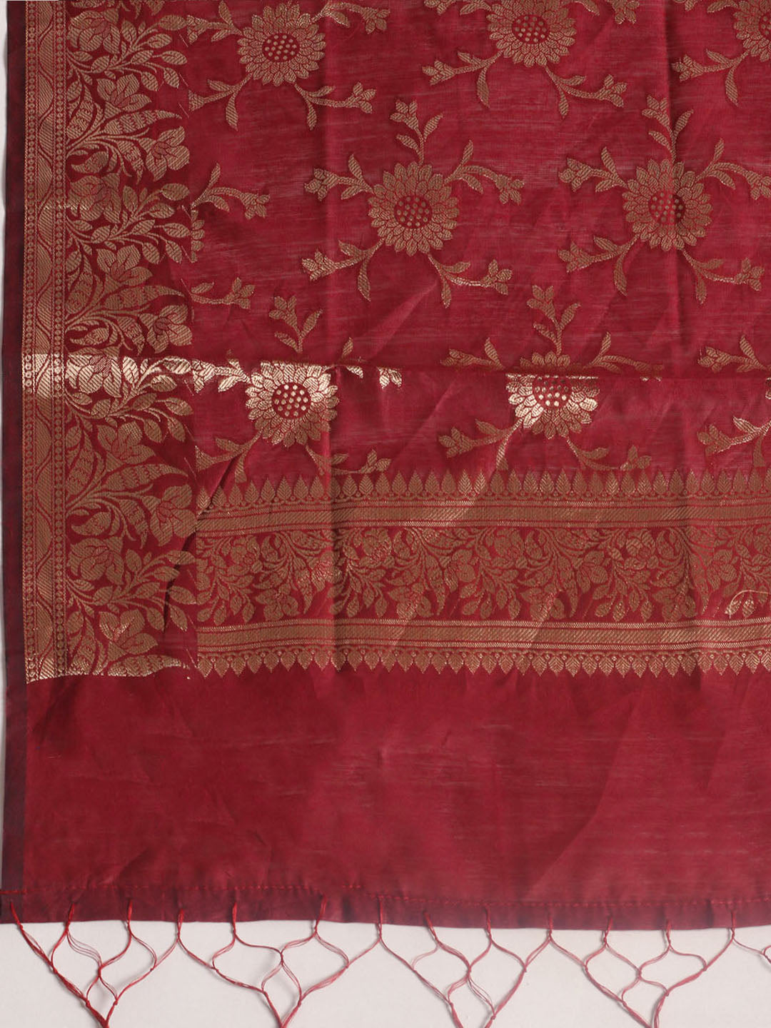 Woven Design Chanderi Unstitched Suit With Pant &amp; Dupatta