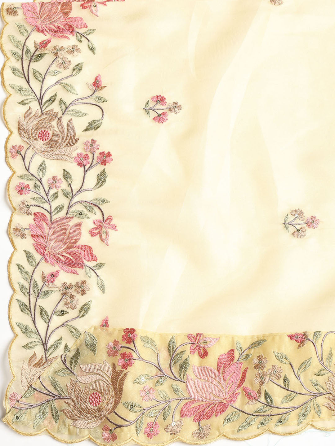 Embroidered Organza Unstitched Suit With Dupatta