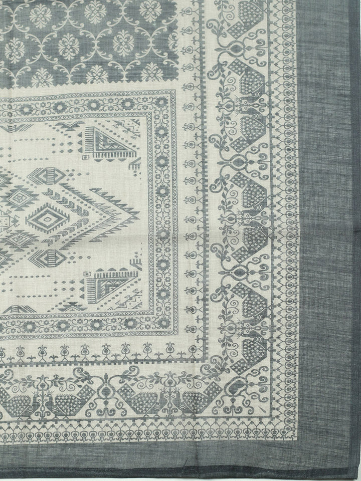 Embroidered Cotton Blend Unstitched Suit With Pant &amp; Dupatta