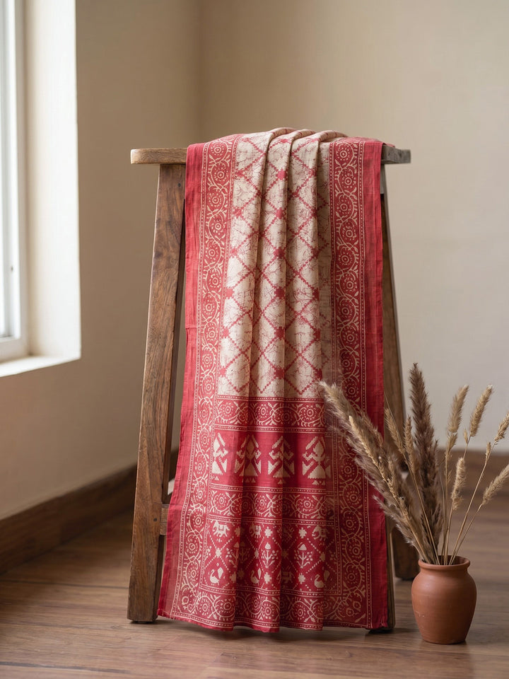Printed Cotton Blend Unstitched Suit With Pant &amp; Dupatta