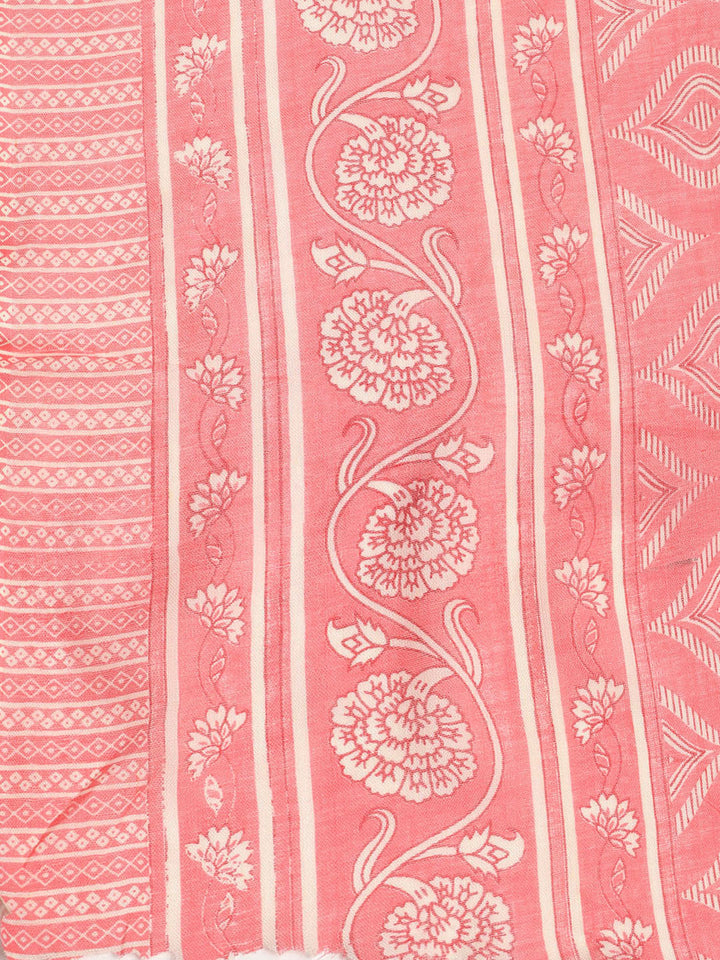Printed Cotton Blend Unstitched Suit With Dupatta
