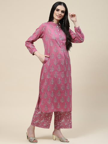 Printed Cotton Kurta With Pants