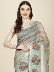 Abstract Printed Woven Cotton Saree