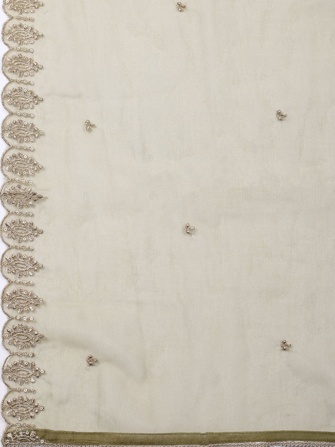 Neck Embroidered Chanderi Unstitched Suit With Dupatta