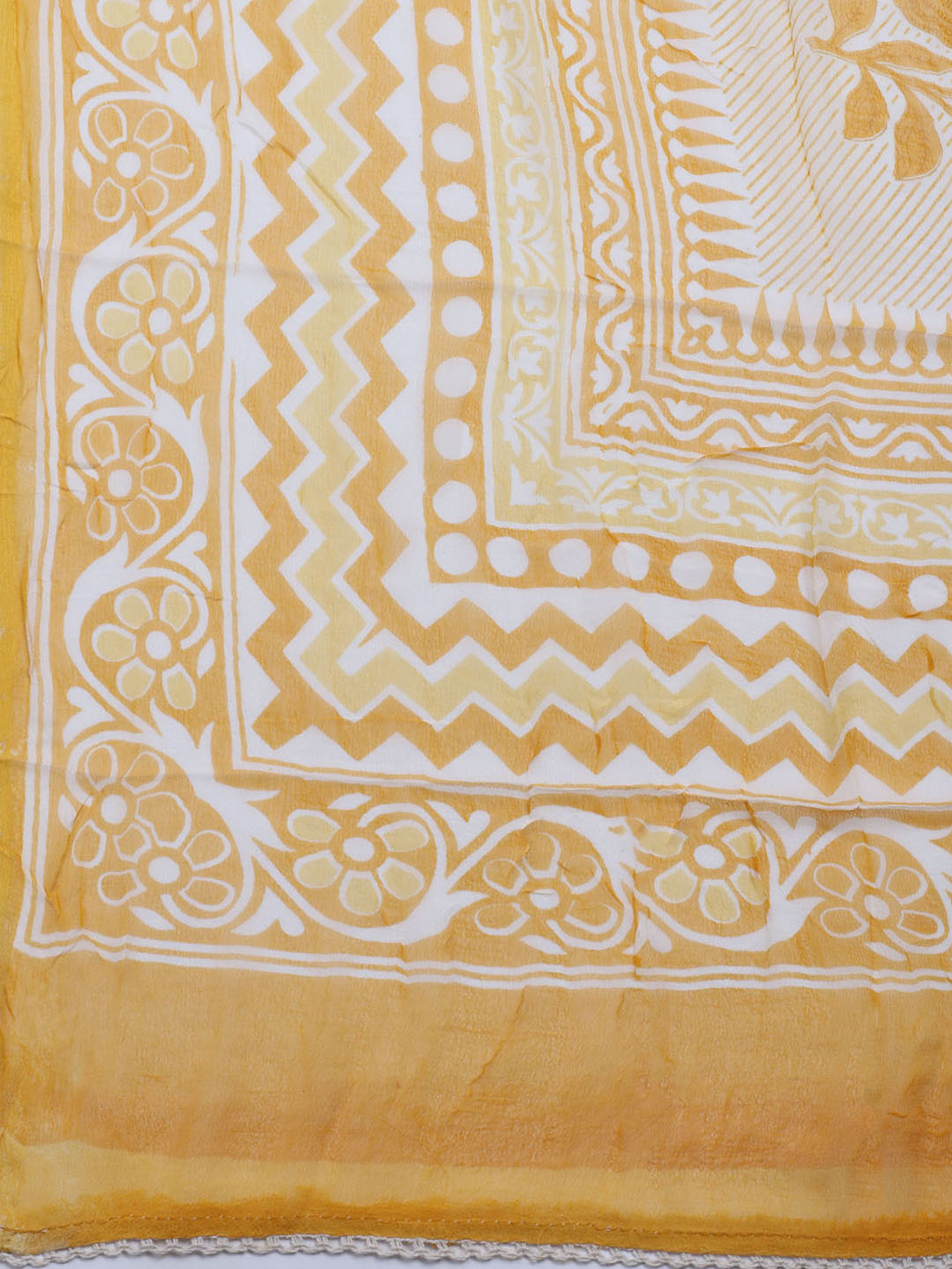 Printed Cotton Blend Unstitched Kurta With Pant &amp; Dupatta