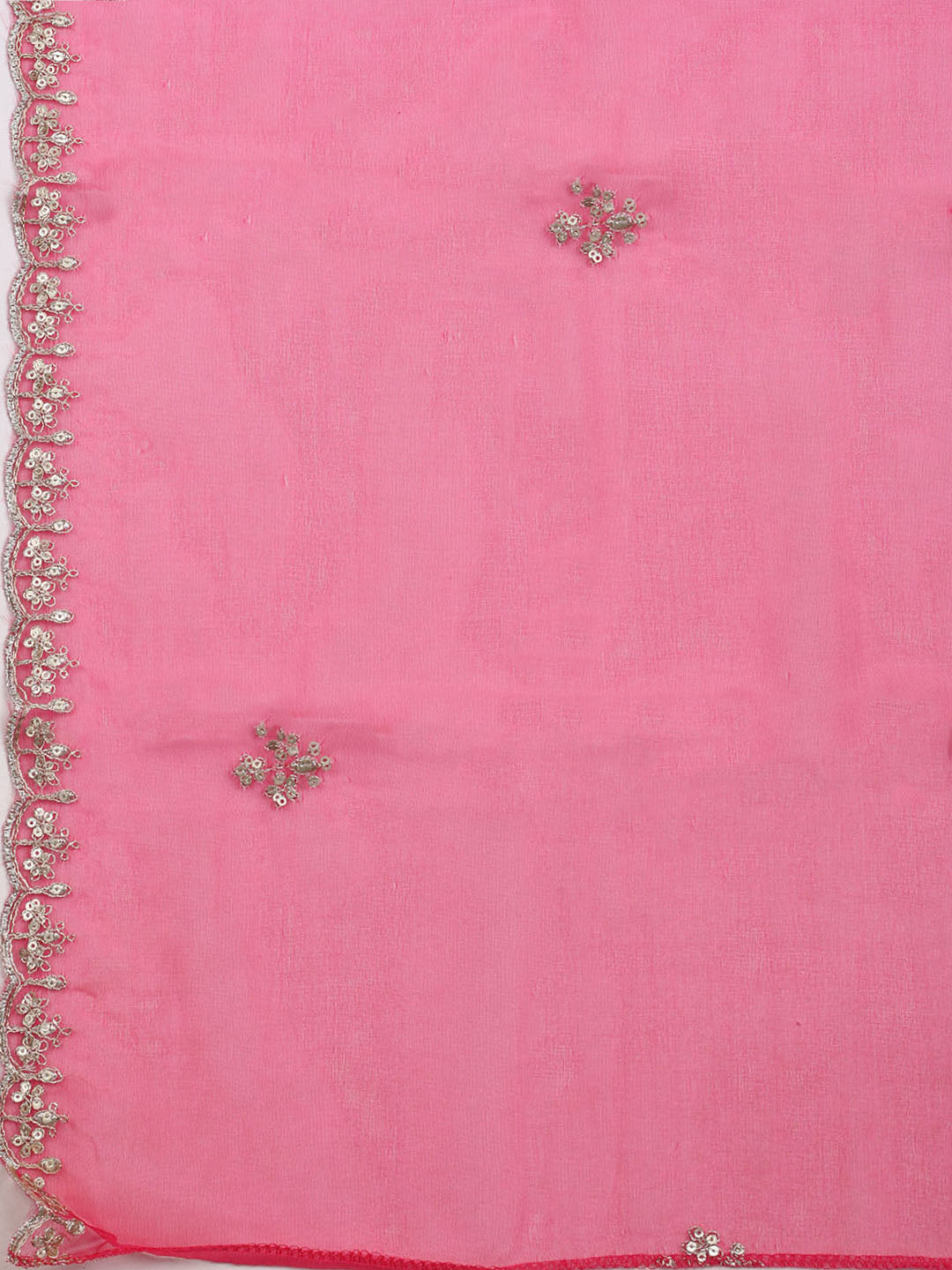 Neck Embroidered &amp; Printed Organza Unstitched Suit With Dupatta