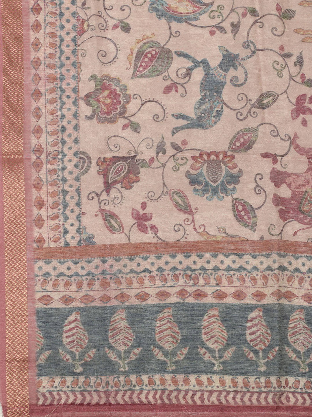 Embroidered Chanderi Unstitched Suit With Pant &amp; Dupatta