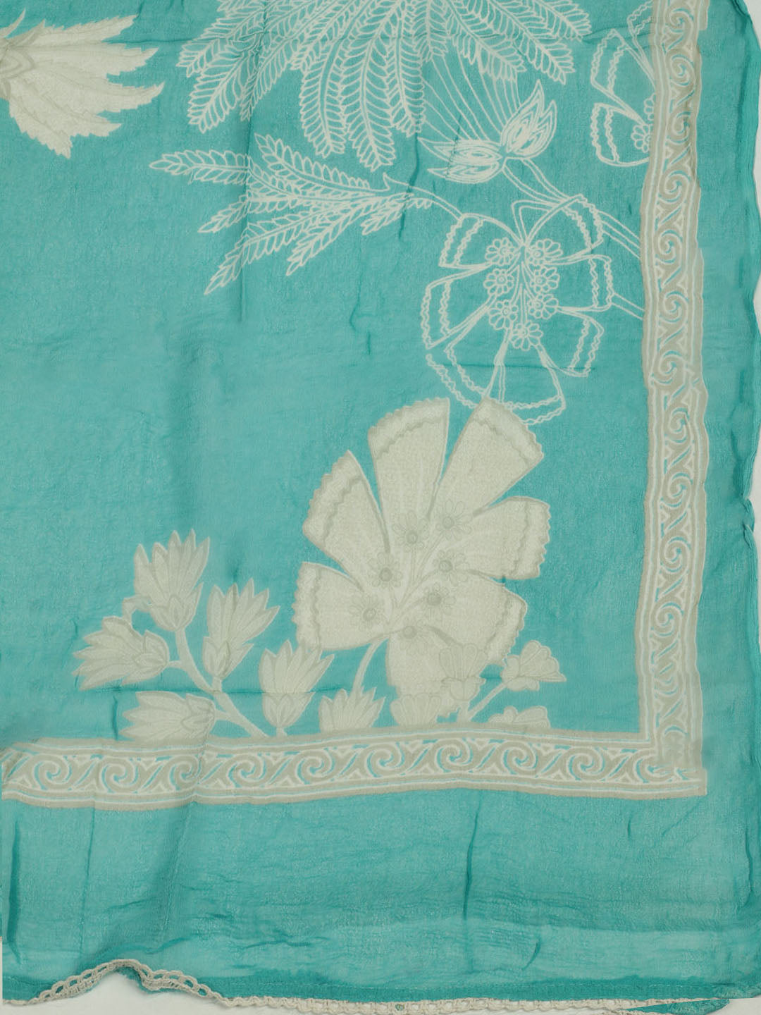 Printed Cotton Unstitched Suit With Pant &amp; Dupatta