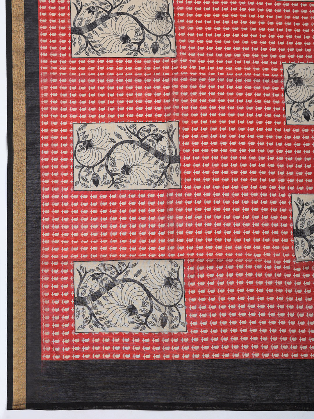 Printed Chanderi Unstitched Suit With Pant &amp; Dupatta