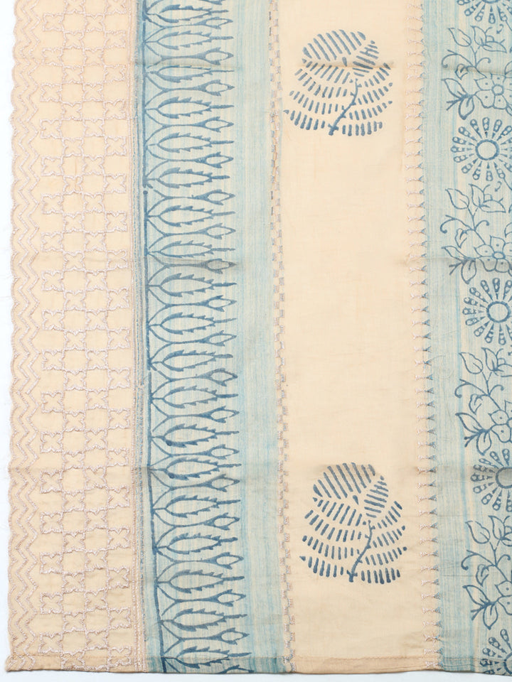 Embroidered Cotton Blend Unstitched Suit With Pant &amp; Dupatta