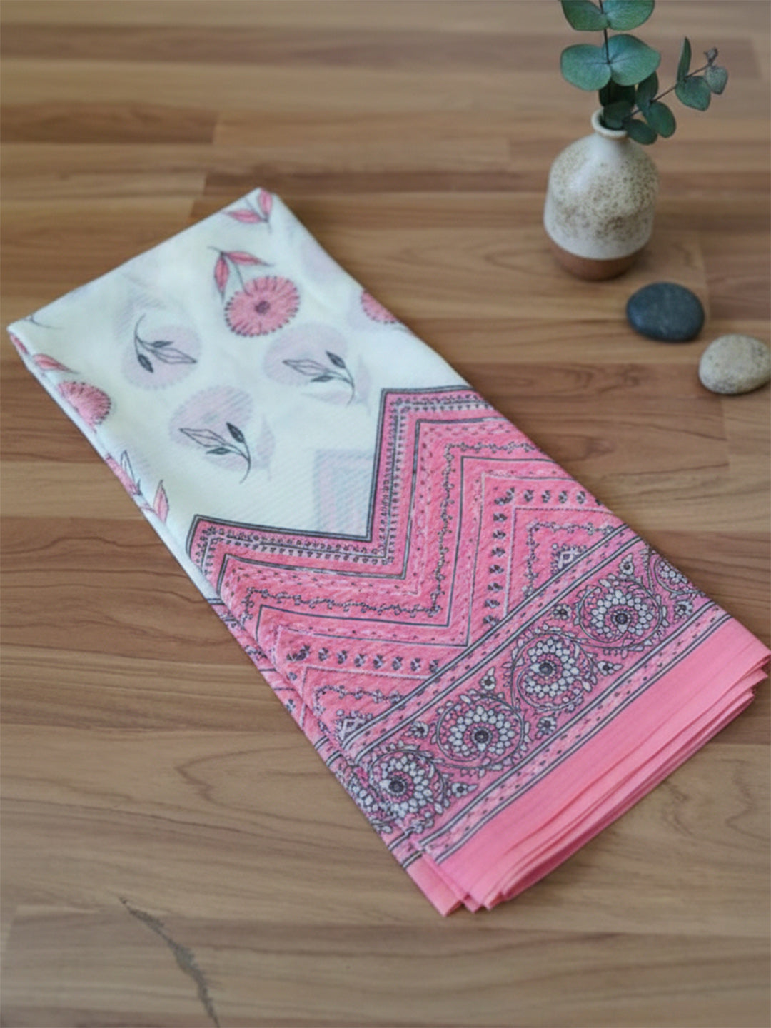 Embroidered Cotton Blend Unstitched Suit With Pant &amp; Dupatta