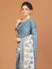 Digital Printed Tussar Woven Saree