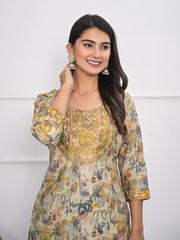 Printed Muslin Kurta With Pants