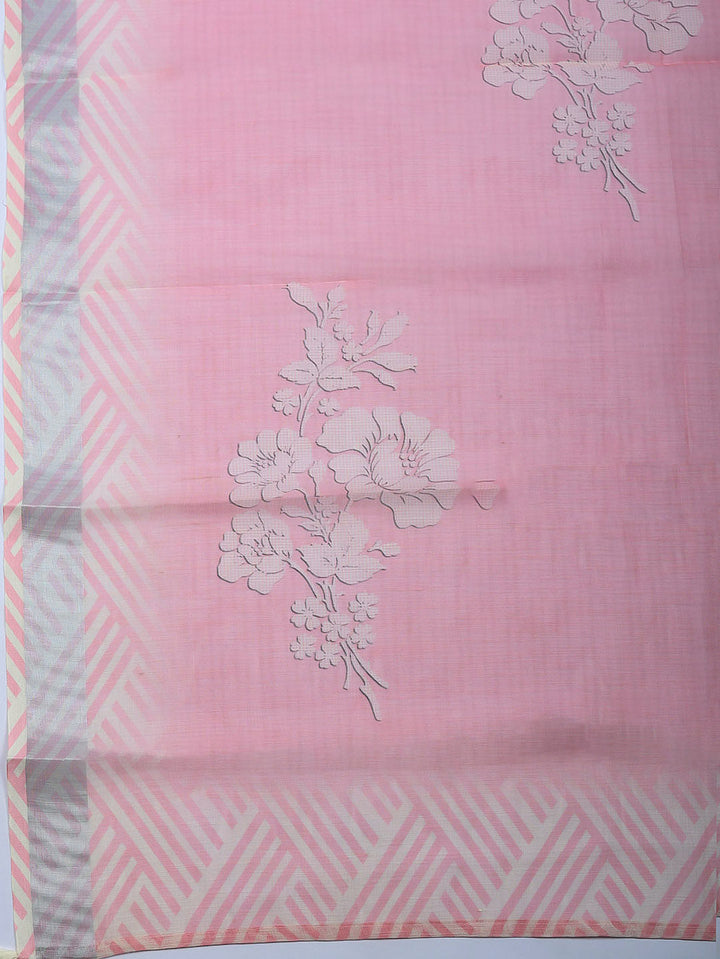 Embroidered Linen Blend Unstitched Suit With Pant &amp; Dupatta