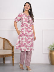 Digital Printed Muslin Kurta With Pants