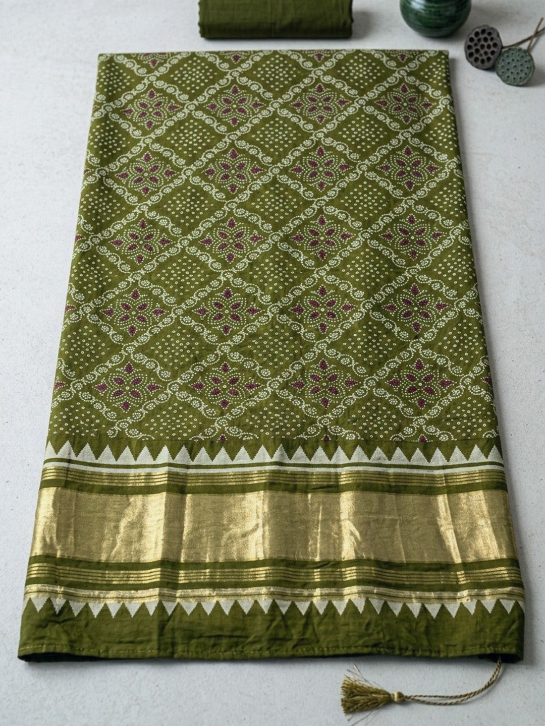 Embroidered Art Silk Unstitched Suit With Pant &amp; Dupatta