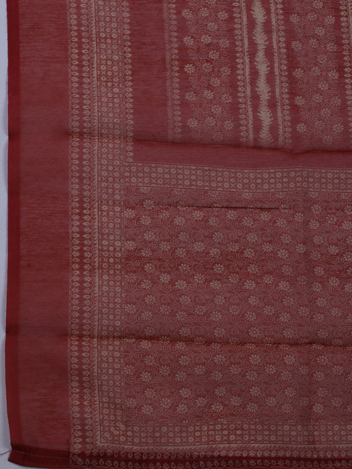 Printed Chanderi Unstitched Suit With Dupatta