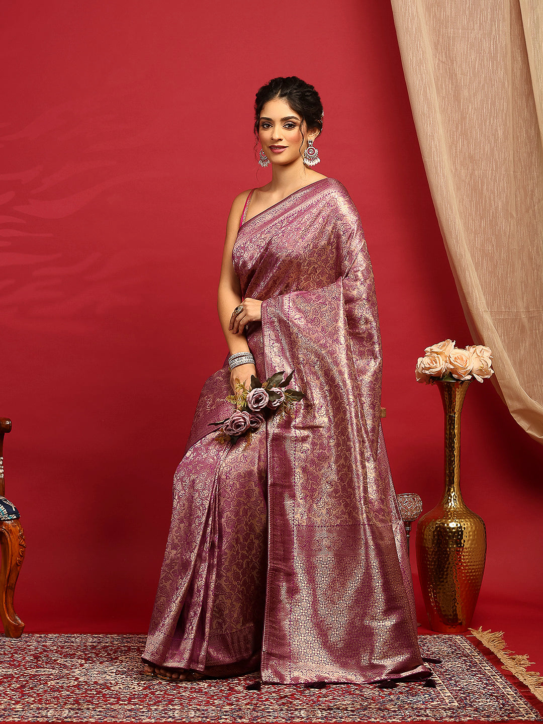 Woven Design Satin Saree