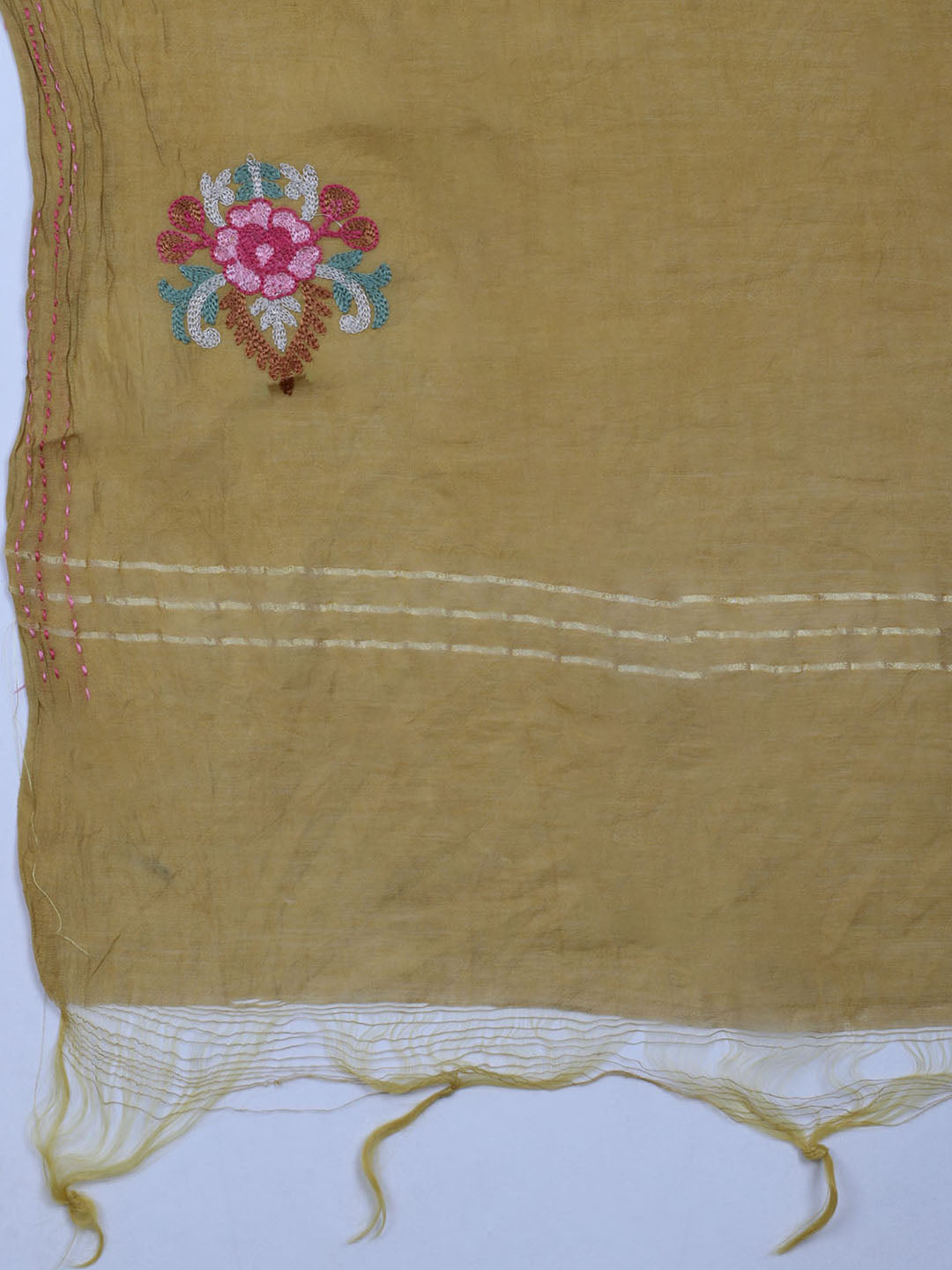 Neck Embroidered Chanderi Unstitched Suit With Dupatta