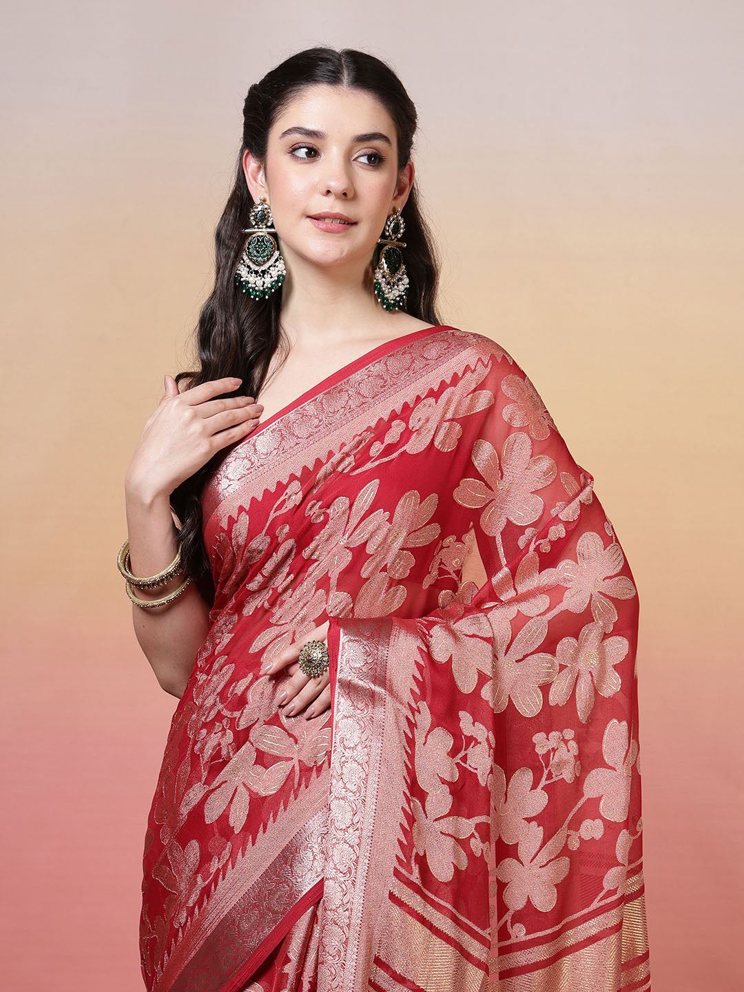 Floral Printed Georgette Saree