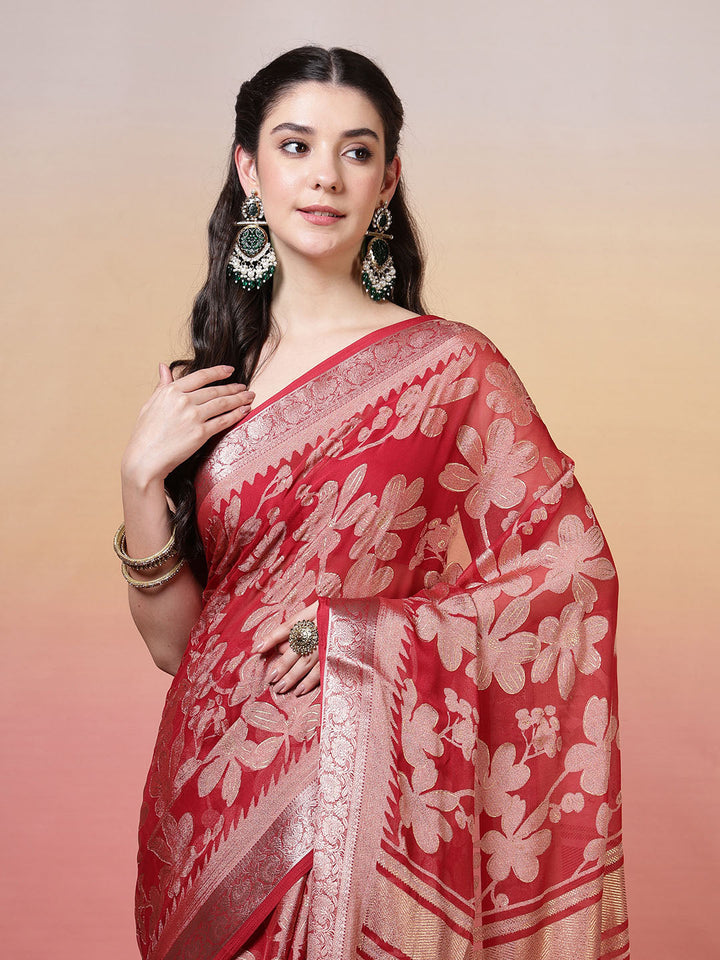 Floral Printed Georgette Saree