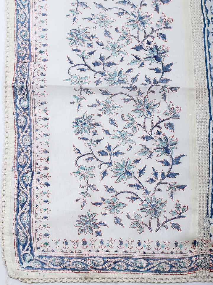 Embroidered Cotton Blend Unstitched Suit With Pant &amp; Dupatta