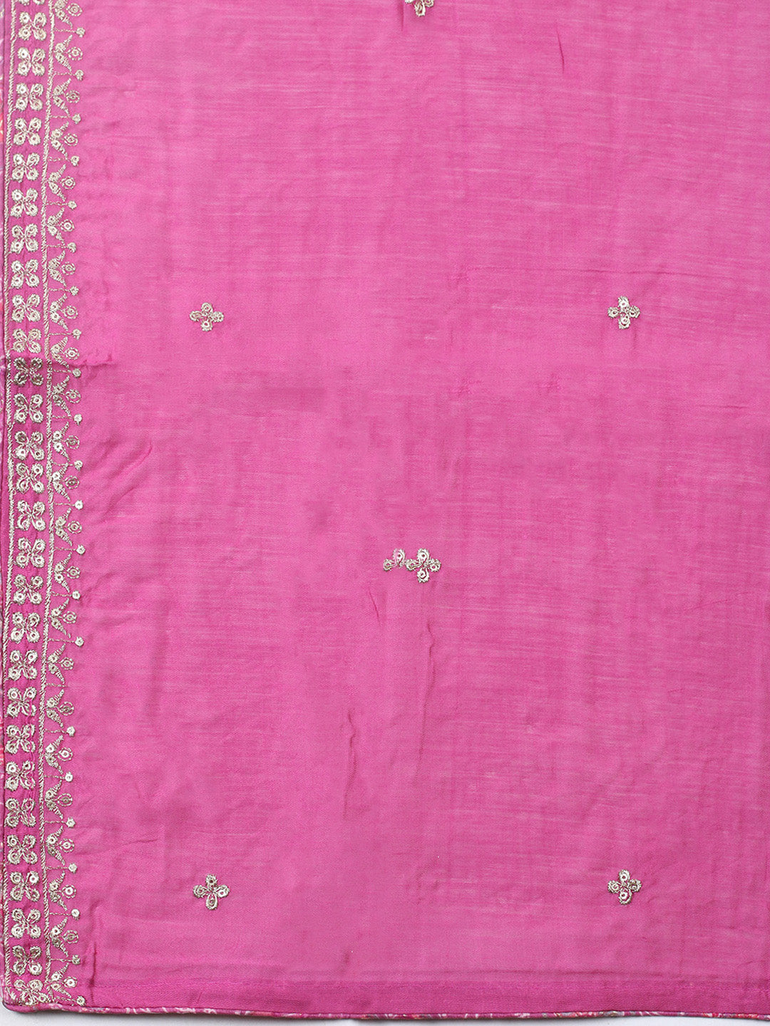 Printed Cotton Blend Unstitched Suit With Pant &amp; Dupatta