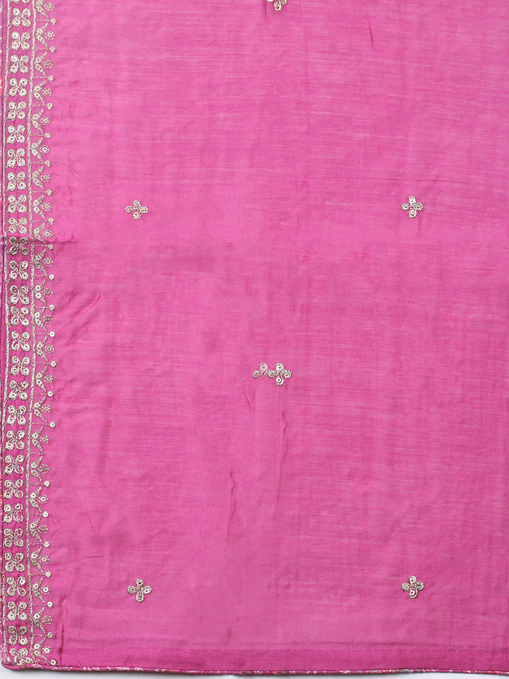 Printed Cotton Blend Unstitched Suit With Pant &amp; Dupatta