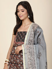 Schiffli Printed Cotton Unstitched Suit Piece With Dupatta