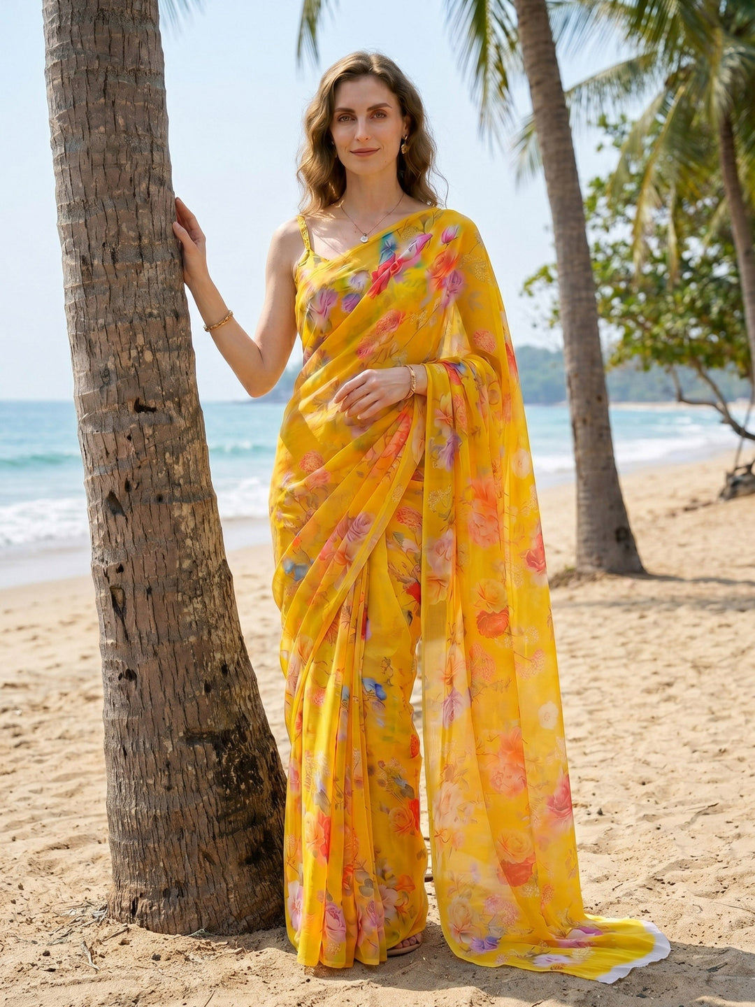 Digital Print Chiffon Saree