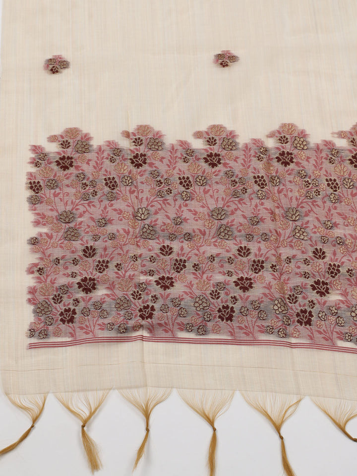 Woven Design Chanderi Unstitched Suit With Dupatta