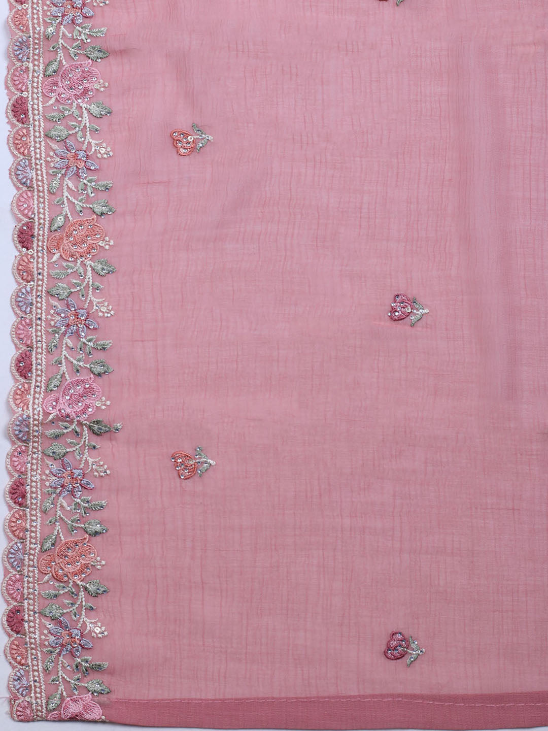 Embroidered Chiffon Unstitched Suit With Dupatta