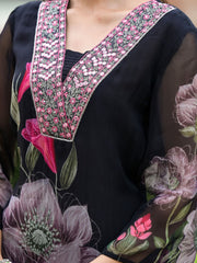 Printed Georgette Kurta With Pants & Dupatta