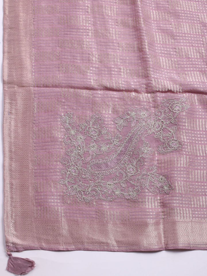 Woven Design Tissue Unstitched Suit With Dupatta