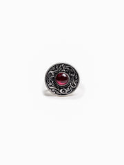 Pink Stone Oxidized Adjustable Ring