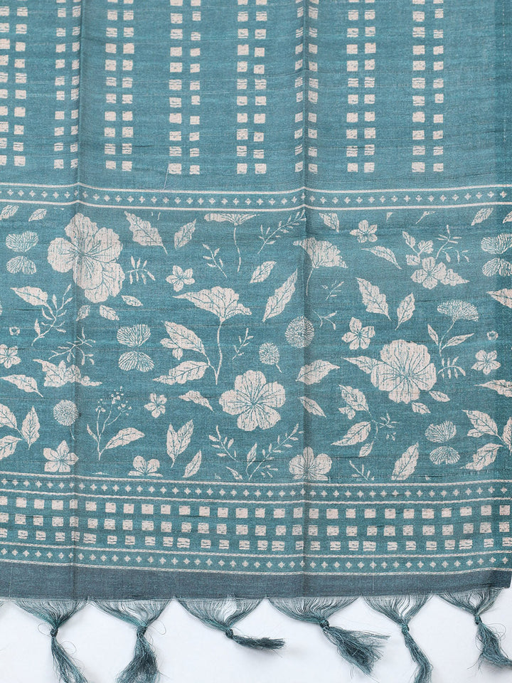 Embroidered Cotton Blend Unstitched Suit With Pant &amp; Dupatta
