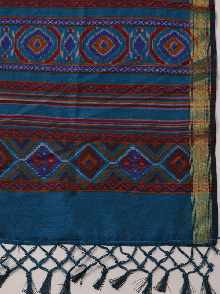 Woven Design Art Silk Unstitched Suit With Pant Dupatta
