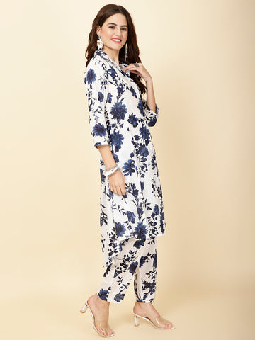 Floral Printed Cotton Kurta With Pants