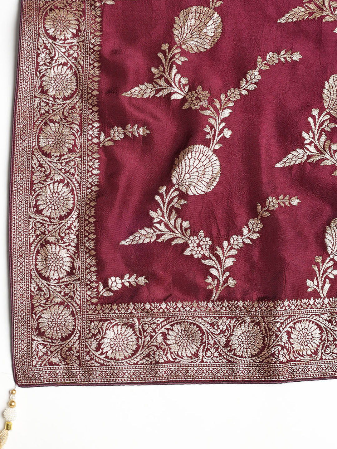 Neck Embroidered Chanderi Unstitched Suit With Dupatta