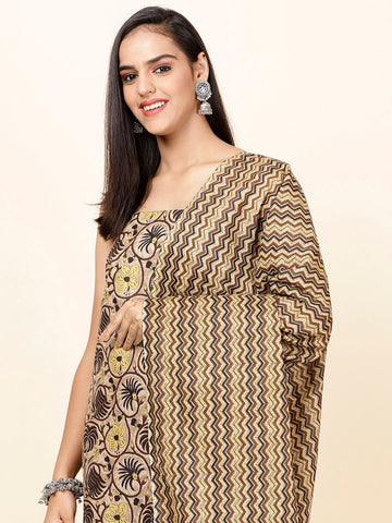 Printed Cotton Unstitched Suit Piece With Dupatta