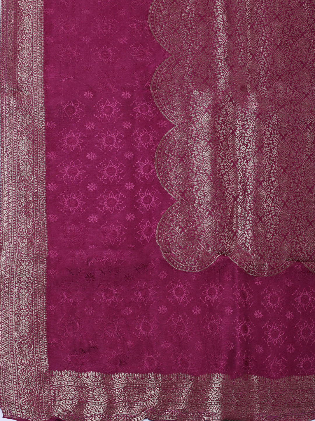 Embroidered Chanderi Unstitched Suit With Pant &amp; Dupatta
