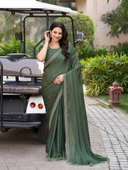 Sequins Embroidery Chiffon Saree