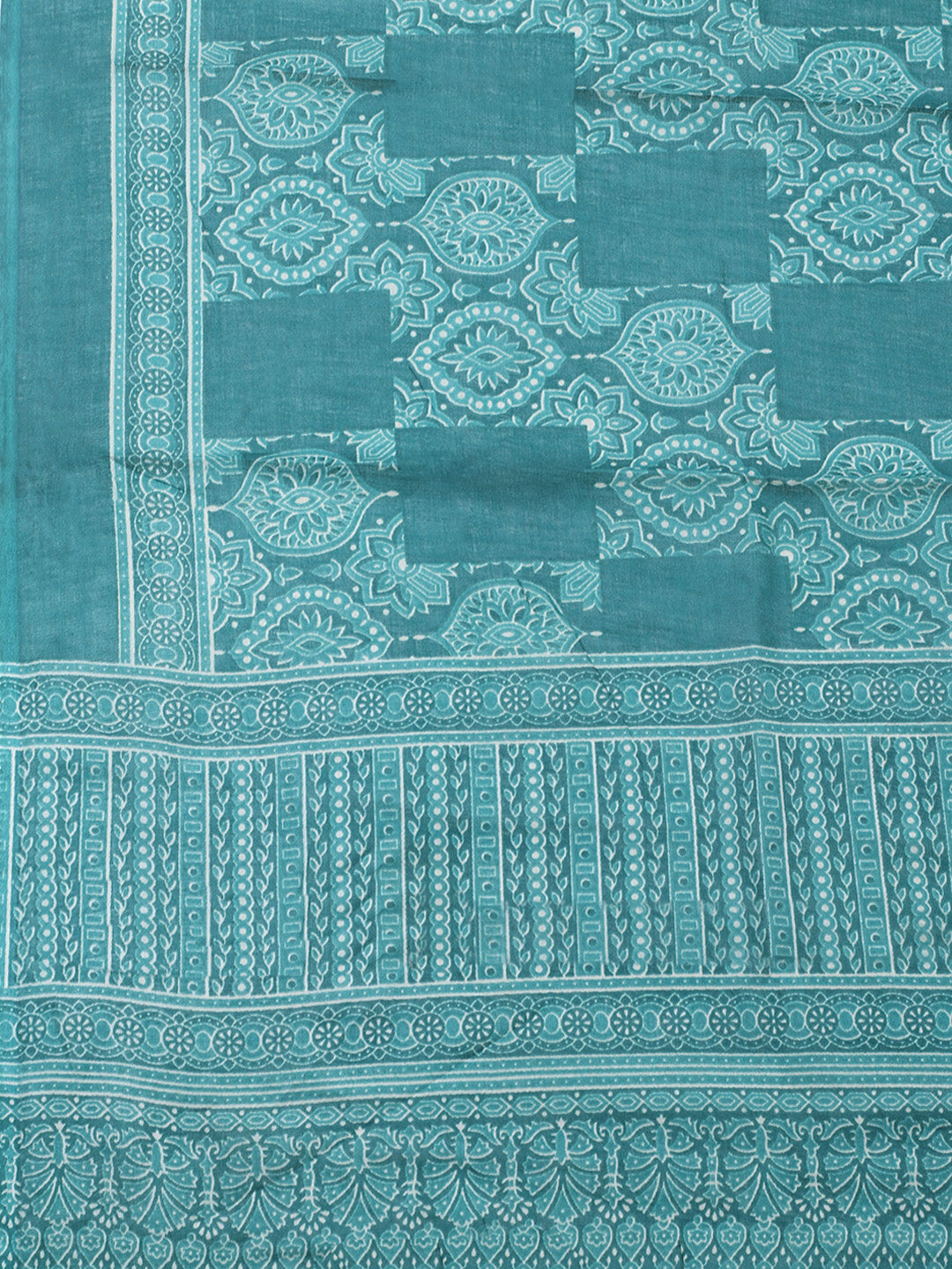 Printed Cotton Blend Unstitched Suit With Pant &amp; Dupatta