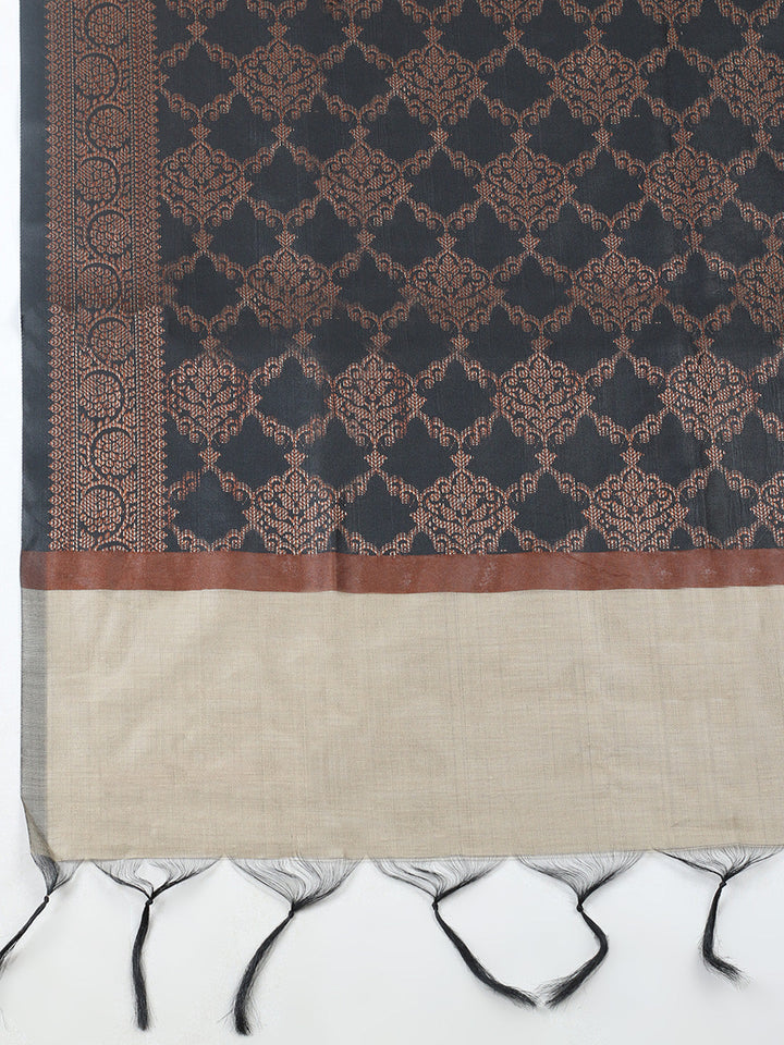 Woven Design Chanderi Unstitched Suit With Pant &amp; Dupatta